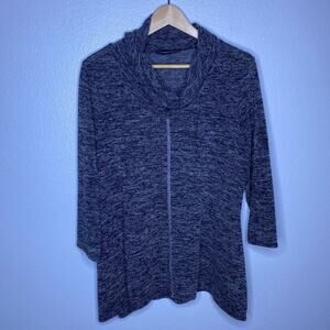 Christine Gerard Black and Gray Marbled Pullover Large